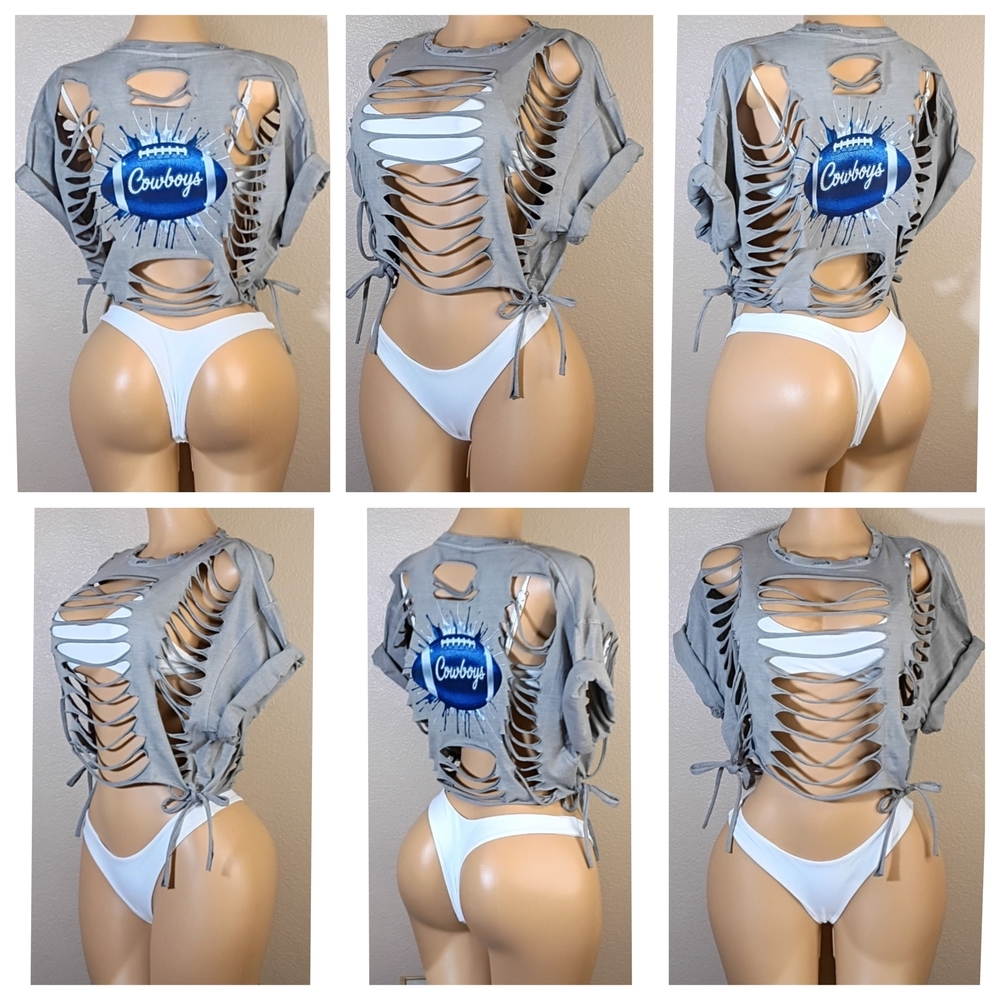 NFL Gray Custom Dallas Cowboys Tshirt